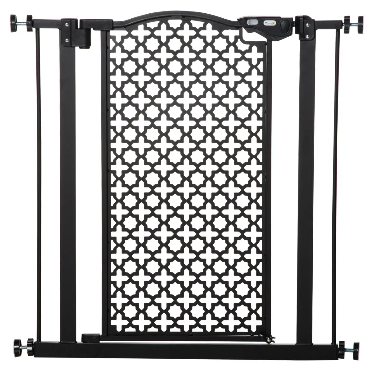 Pawhut 74-80 cm Pet Safety Gate Stair Pressure Fit w/ Auto Close Double Locking, Black - Pet Gate