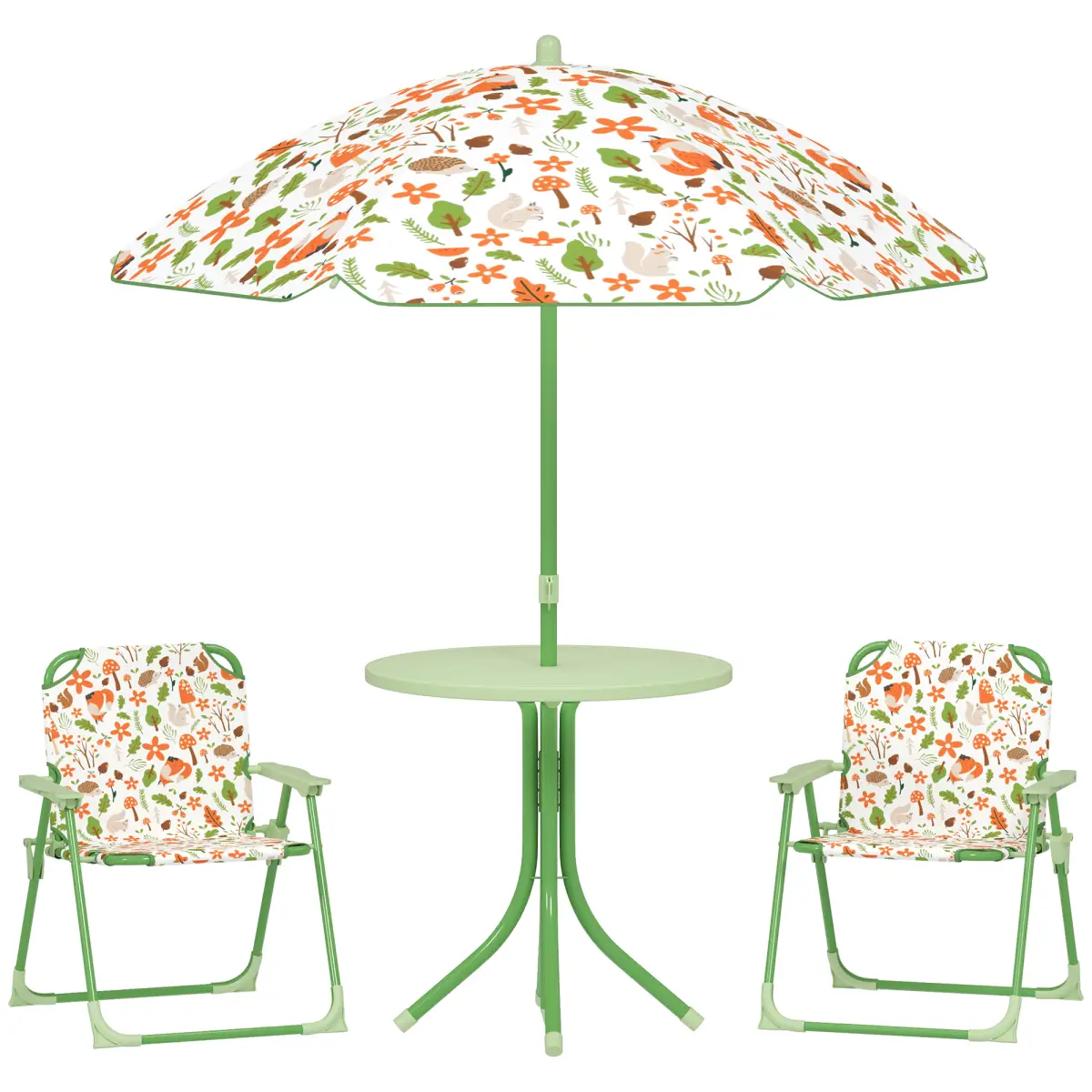 AIYAPLAY Cute Fox Design Kids Outdoor Furniture Set with Adjustable Parasol - Parasol