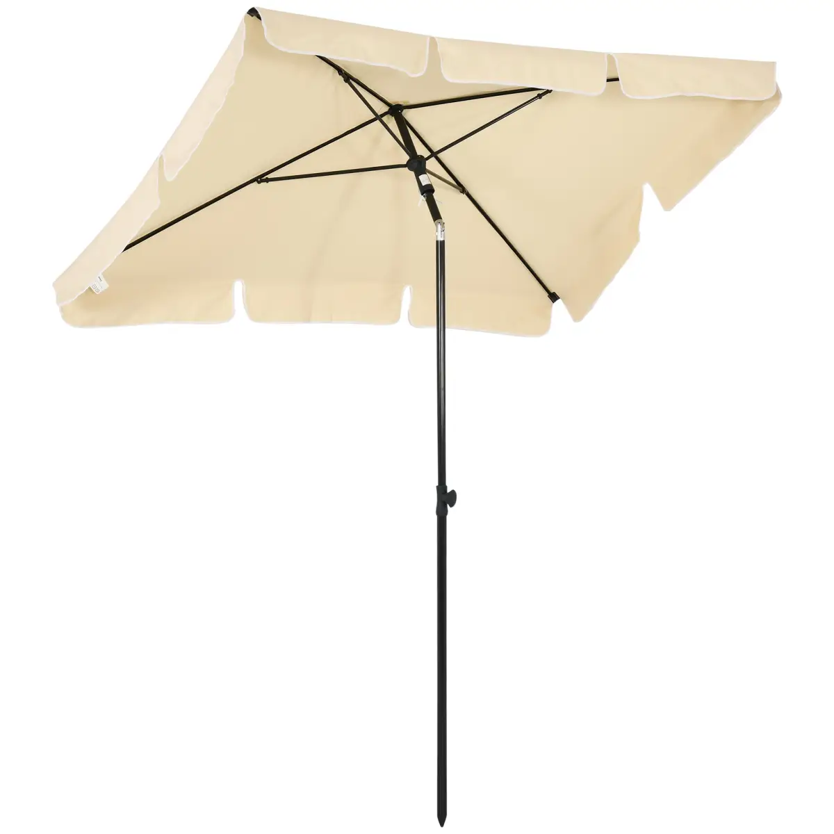 Outsunny Aluminium Sun Parasol Garden Tilting Umbrellas Patio Rectangular, 2x1.25m, Beige - Parasol