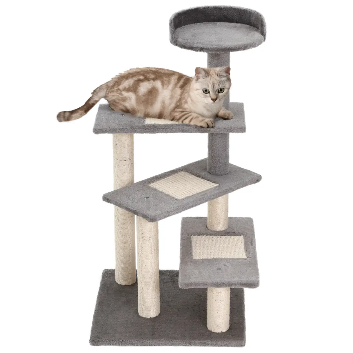Unbranded Cat Tree Activity Center Kitten Climbing Tower Scratching Post Plush Pawhut - Cat Tree