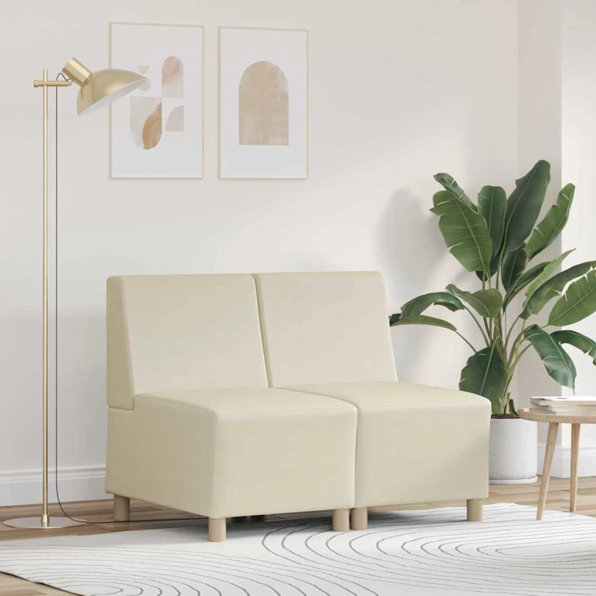 VidaXL Modular Sofa 55x74x82 Cream Faux Leather Living Room by vidaXL
