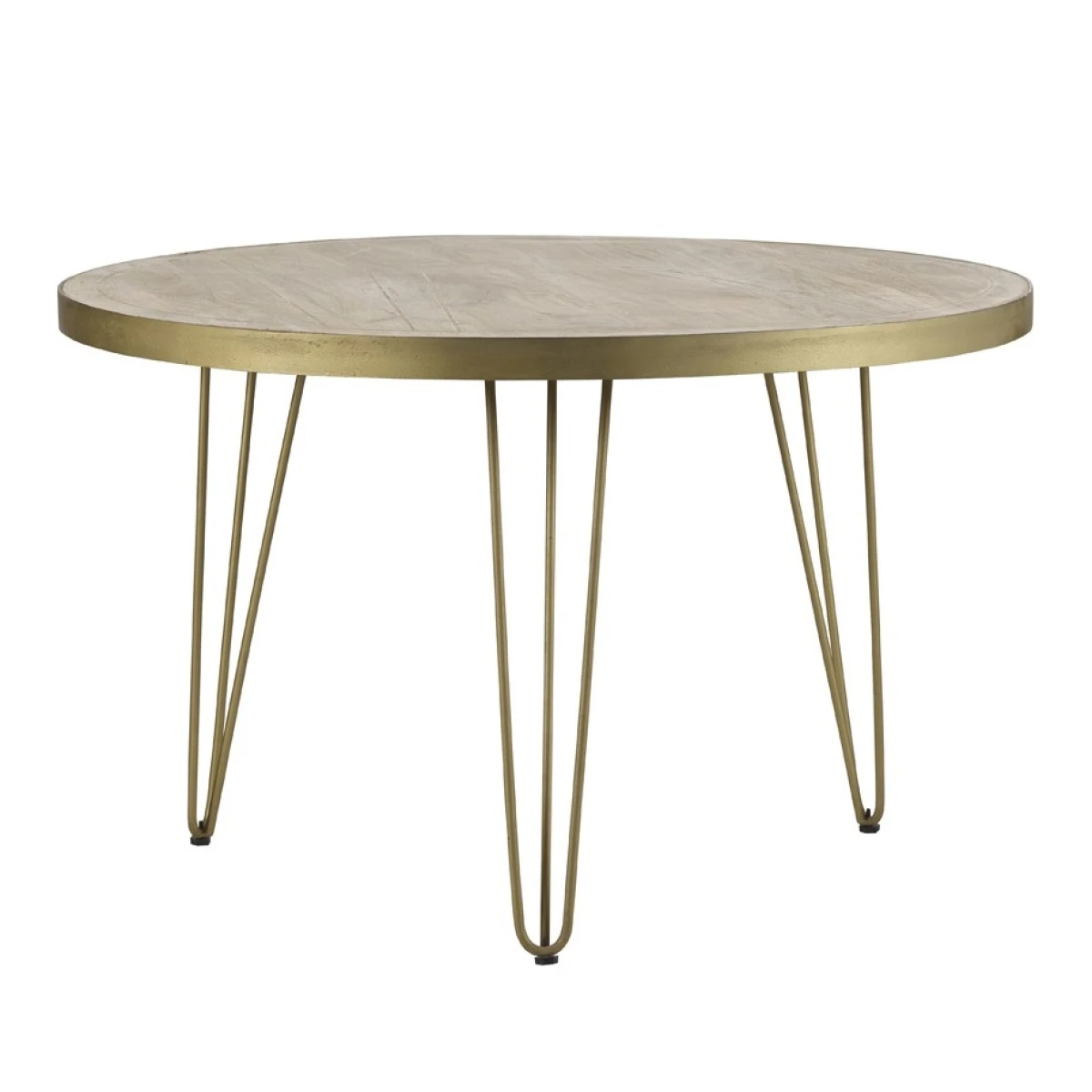 Light Gold Round Dining Table With Metal Inlay Dining Room by Indian Hub
