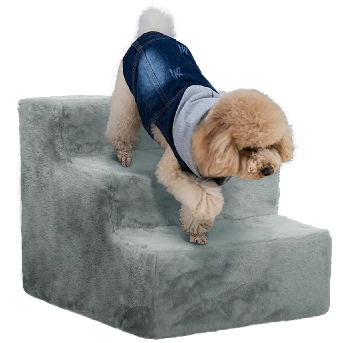 PawHut PawHut Three-Step Portable Dog Stairs with Washable Plush Cover, for Small Pets - Dog Steps