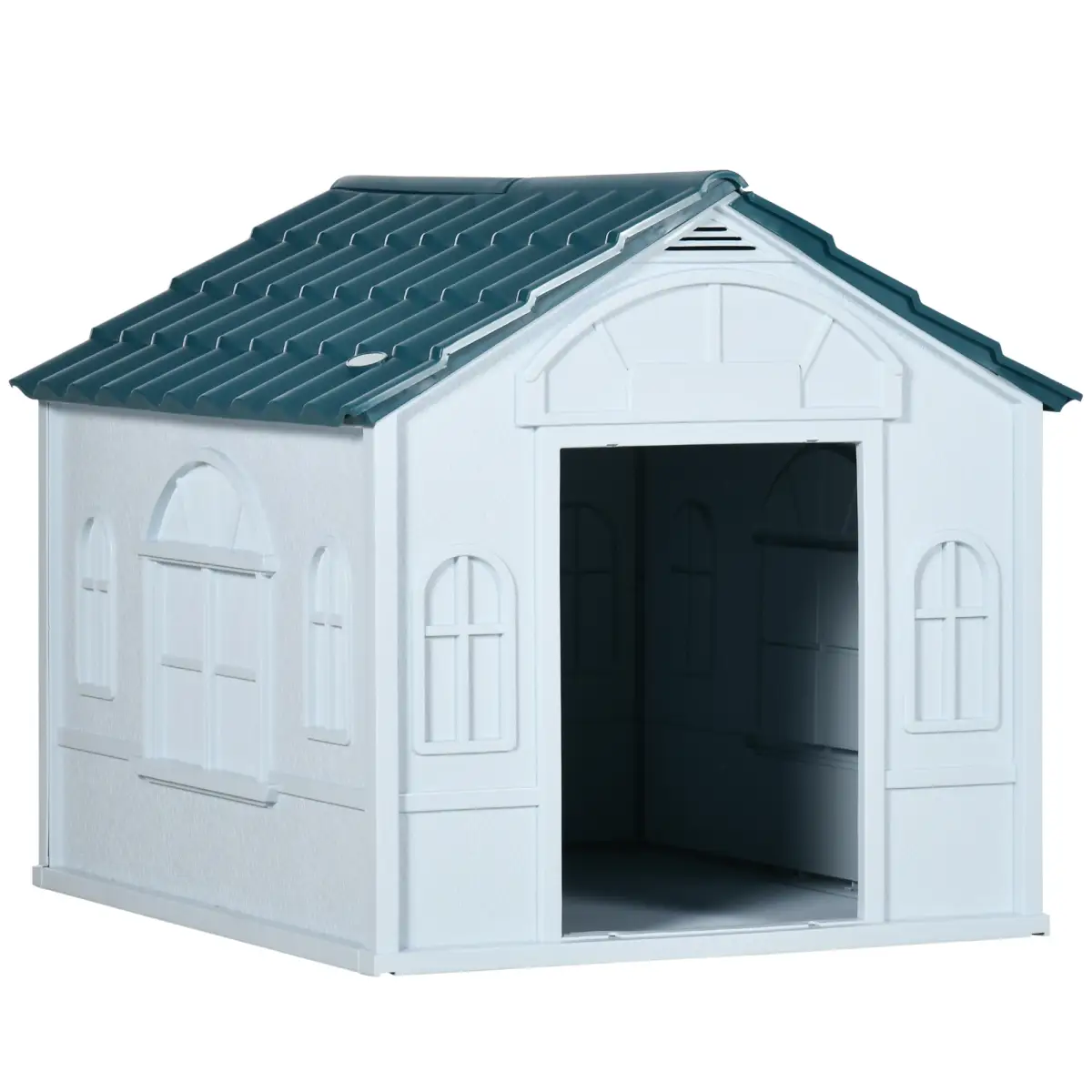 PawHut PawHut Weather-Resistant Dog House, Puppy Shelter for Medium Dogs - Blue - Dog Kennel