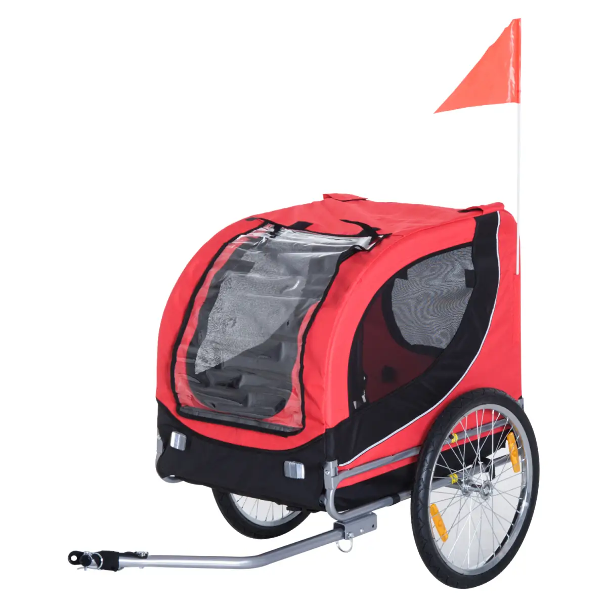 Pawhut Dog Bike Trailer Pet Cat Carrier for Small Medium Puppy Travel Black and Red - Pet Carrier