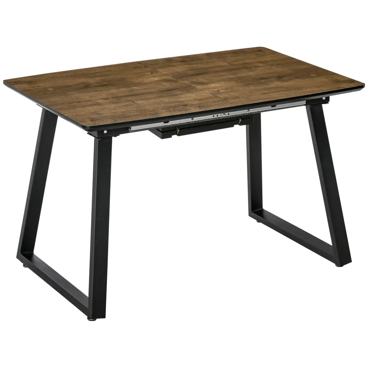 Extendable Dining Table Rectangular Wood Effect Tabletop with Metal Frame - Dining Table