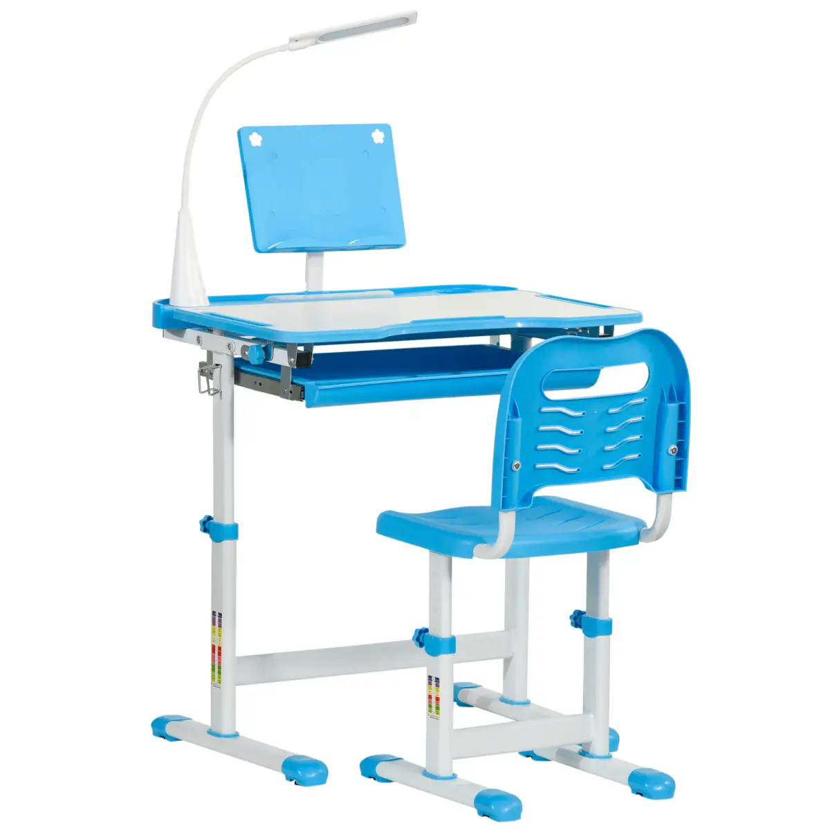 HOMCOM HOMCOM Kids Study Desk and Chair Set w/ USB Lamp, Adjustable Height, Blue - Desk