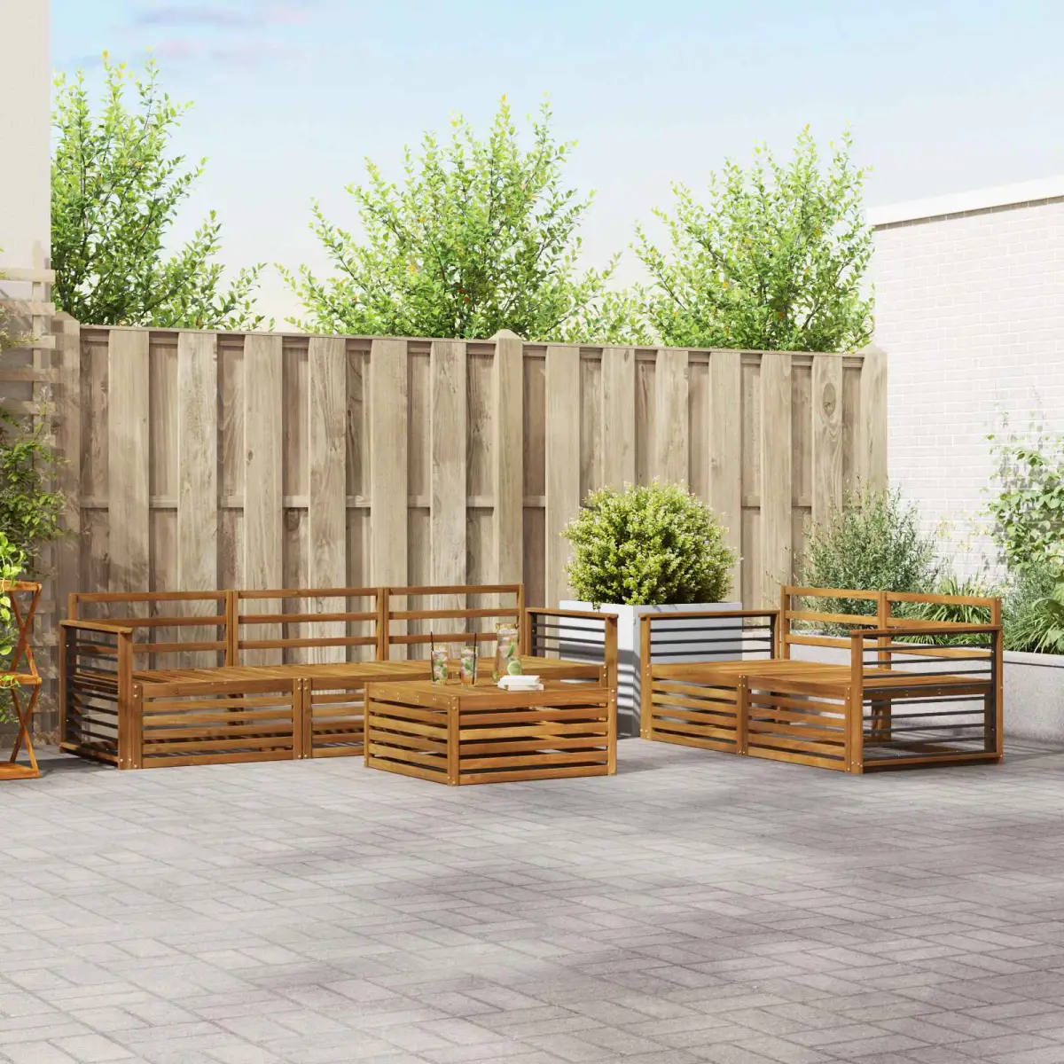 vidaXL vidaXL Outdoor Sofa Set 6 pcs Natural Solid Acacia Wood - Garden Sofa Sets