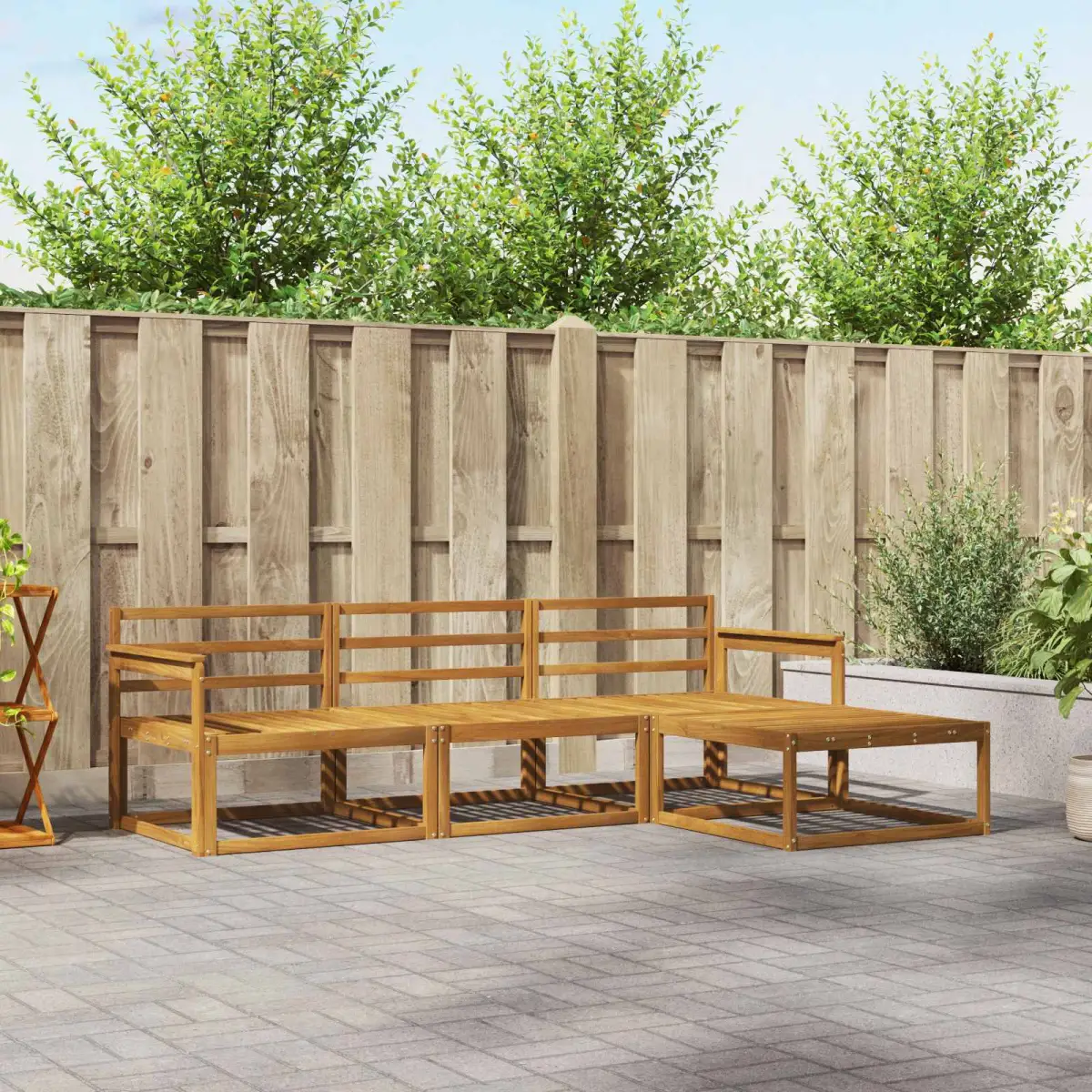 vidaXL vidaXL Outdoor Sofa Set 4 pcs Natural Solid Acacia Wood - Garden Sofa Sets