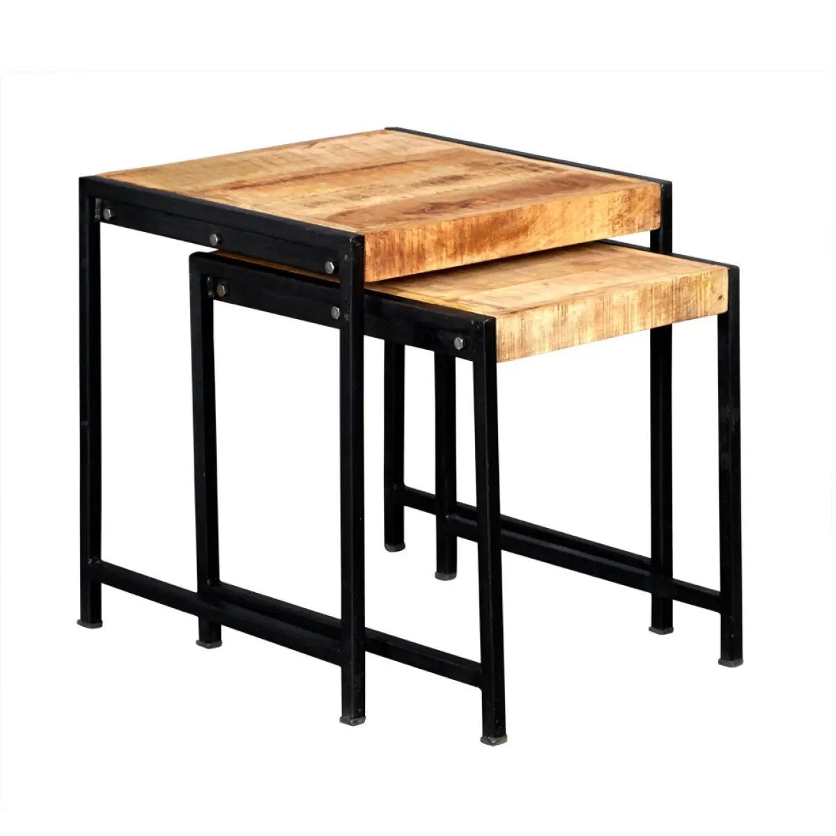 Indian Hub Cosmo Industrial Nest Of 2 Tables - Nest of Tables