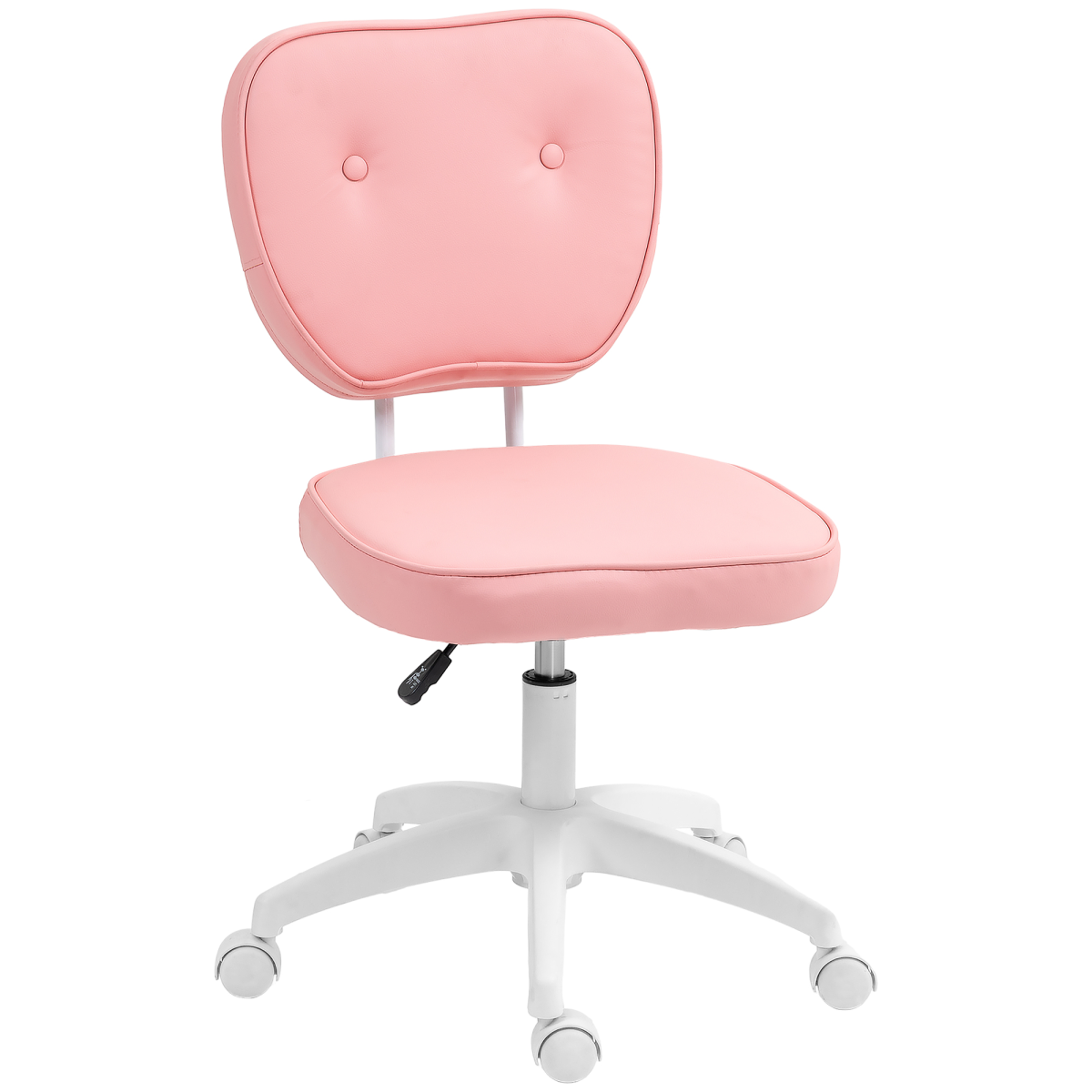 Vinsetto Vanity Office Chair, PU Leather Computer Chair for Home, with Adjustable Height, Armless, Swivel Wheels, Pink - from Vinsetto