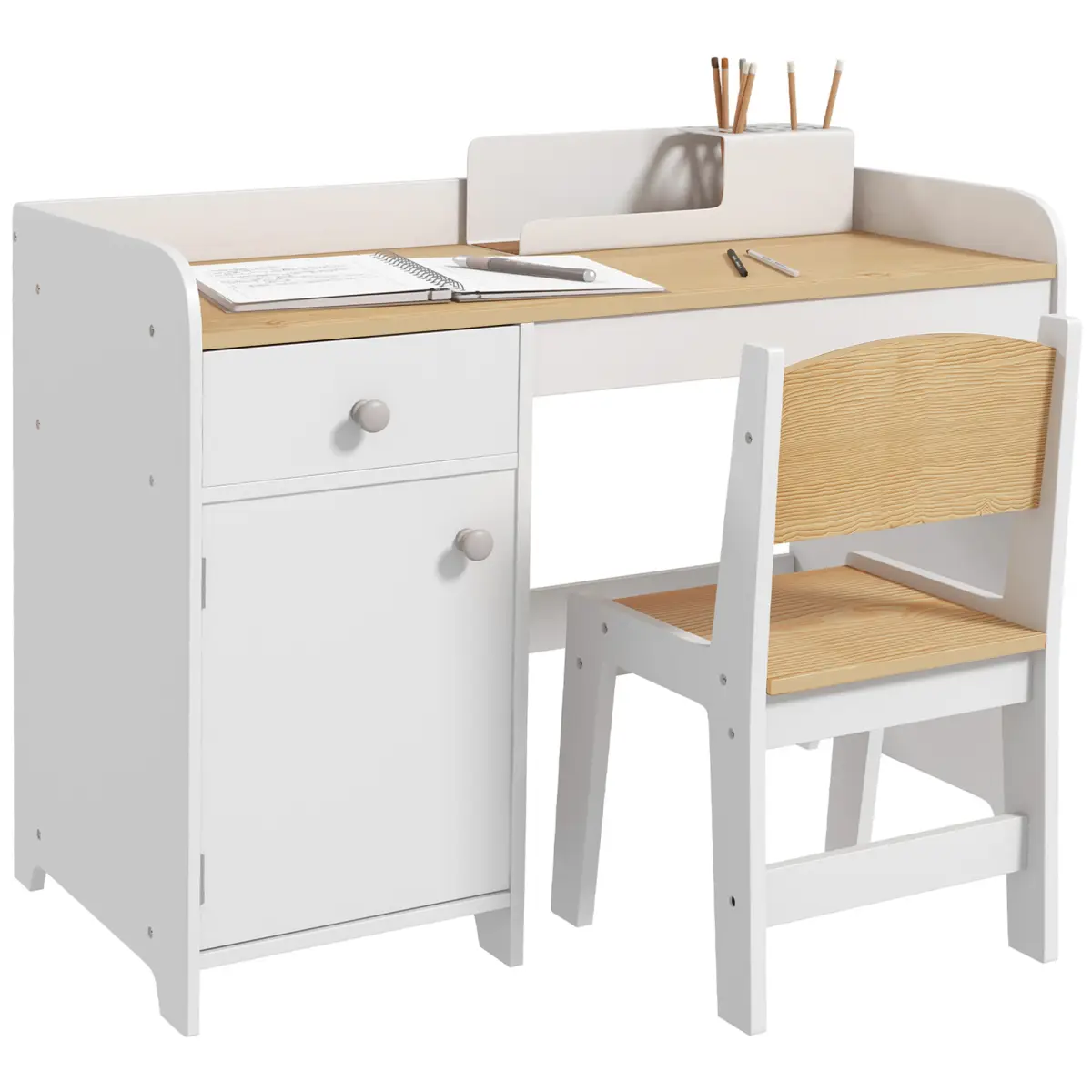 ZONEKIZ ZONEKIZ Kids Desk and Chair Set for 3-6 Year Old with Storage Drawer, White - Desk