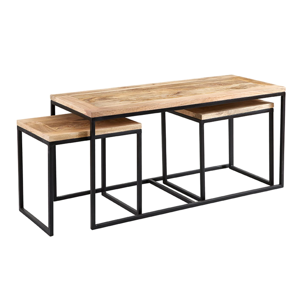 Cosmo Industrial Long Coffee Table Eco Friendly Mango Wood With Reclaimed Metal For Modern Living Rooms by Indian Hub