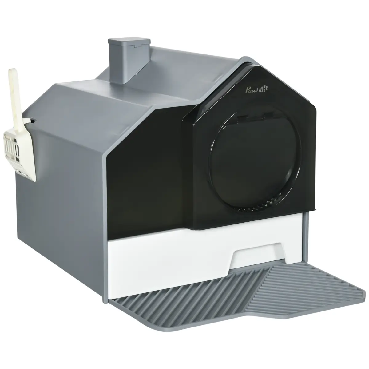 PawHut Hooded Cat Litter Tray with Scoop Drawer Pan, Handle, Deodorant - Cat Litter