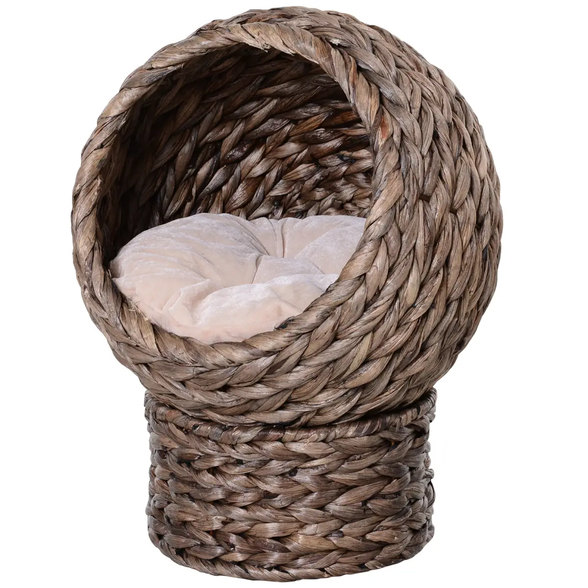 PawHut Wicker Cat House, Raised Cat Bed with Cylindrical Base, 42 x 33 x 52cm - Brown - Cat House