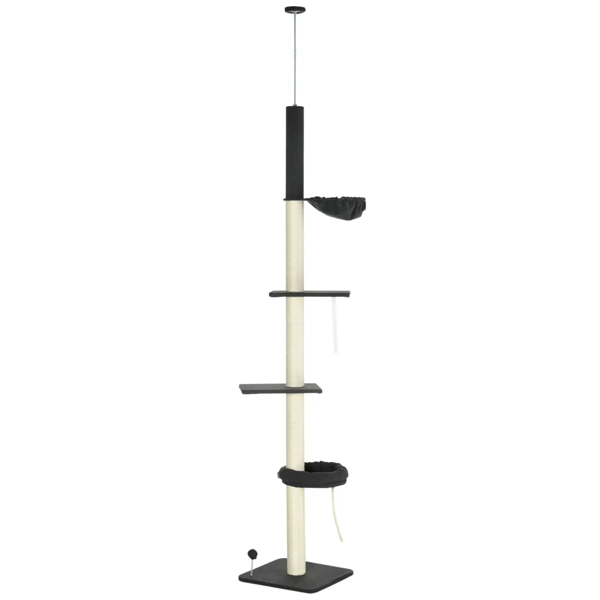 PawHut PawHut Floor-To-Ceiling Cat Tree, Height Adjustable, Black - Cat Tree