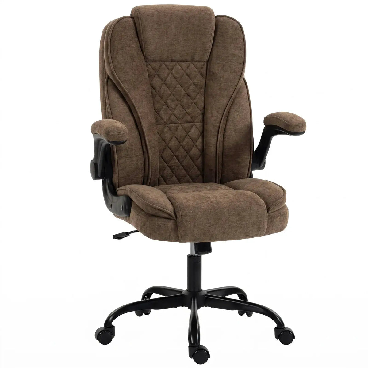 HOMCOM Office Chair, Ergonomic Desk Chair with Flip-up Armrest, Pocket Springs, Swivel Wheels, Adjustable Height, Brown - from HOMCOM