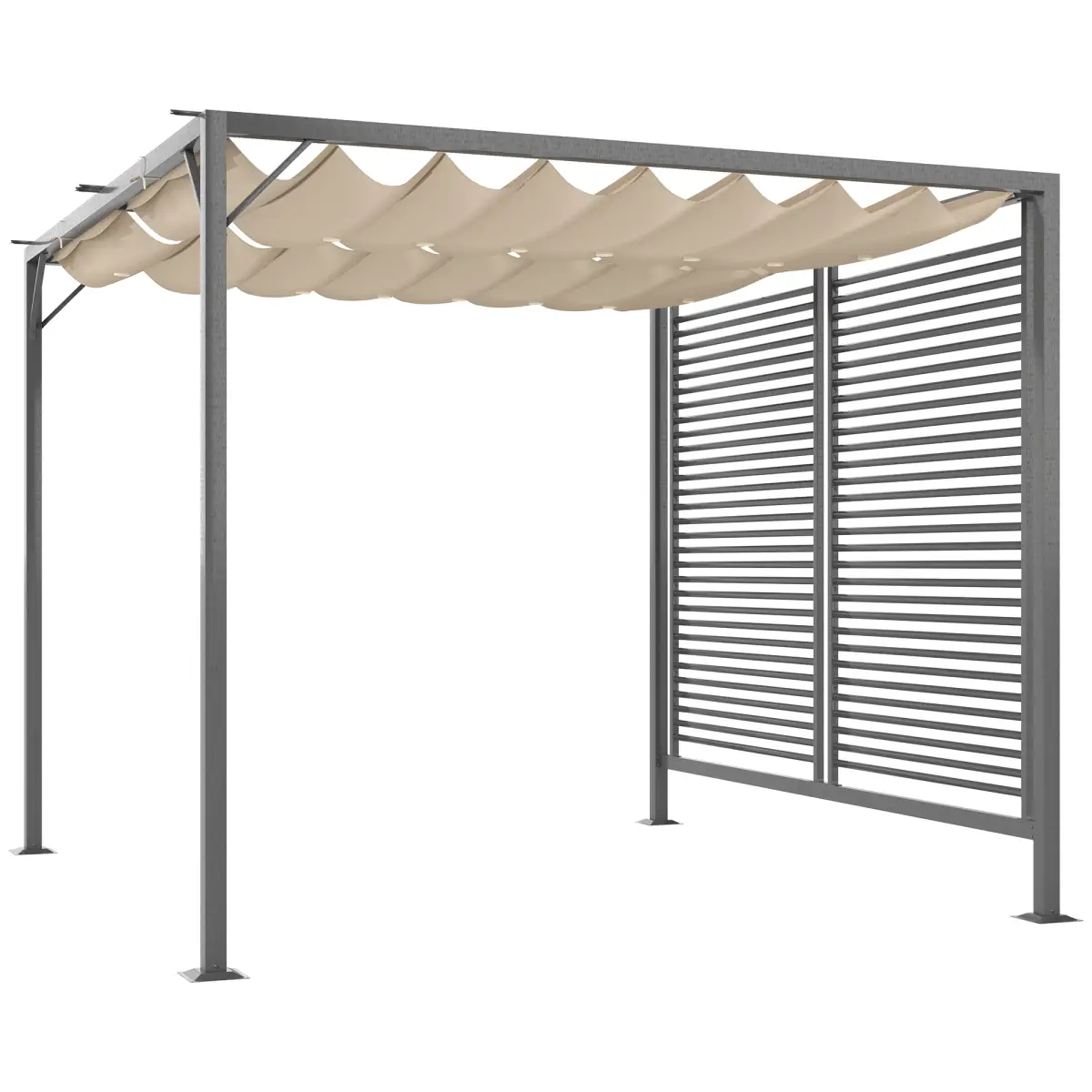 Outsunny Metal Pergola Patio Sun Shelter Grape Tent Retractable Canopy UV Cut - Gazebos