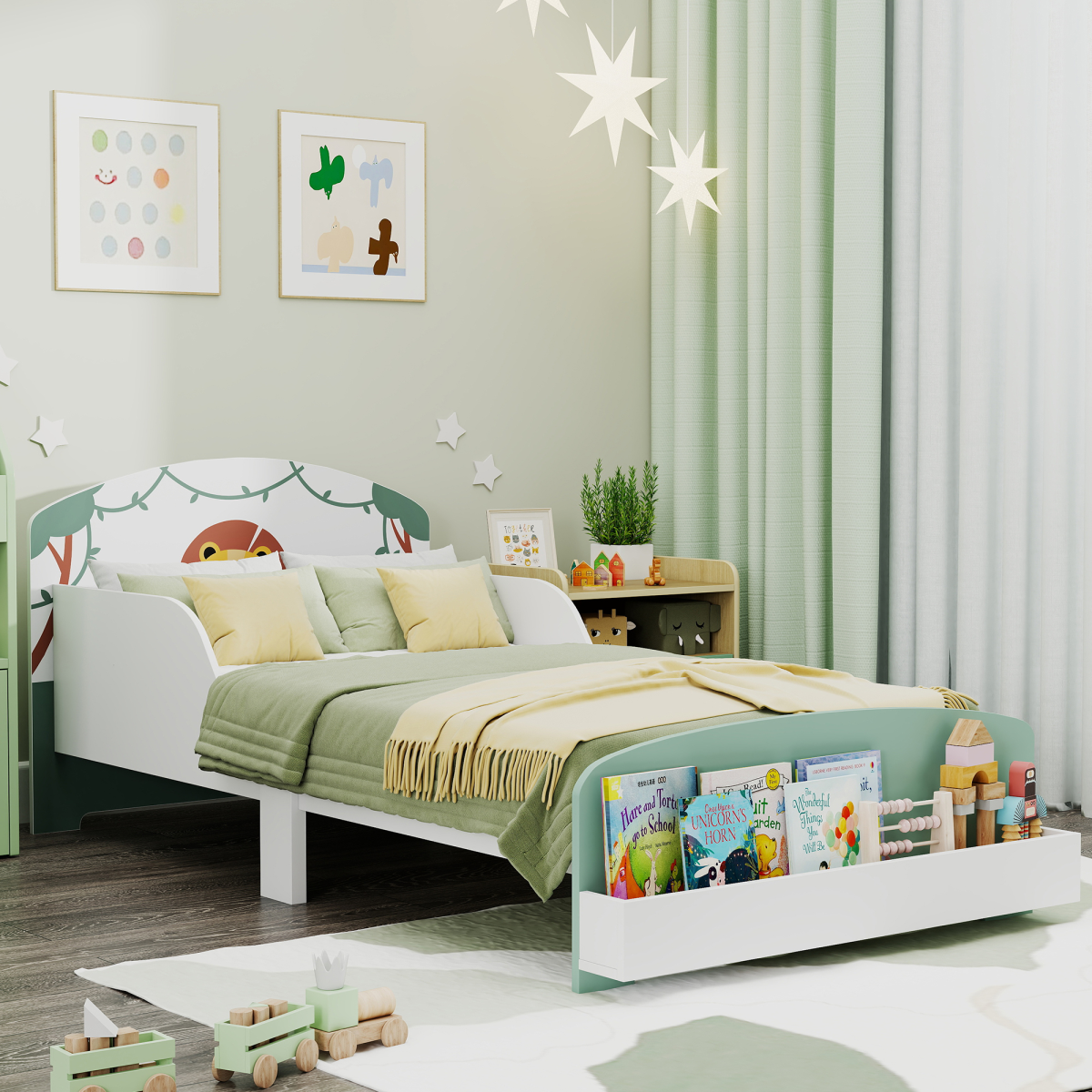 AIYAPLAY Toddler Bed, Lion-Themed Kids Bed Frame with Storage - from AIYAPLAY