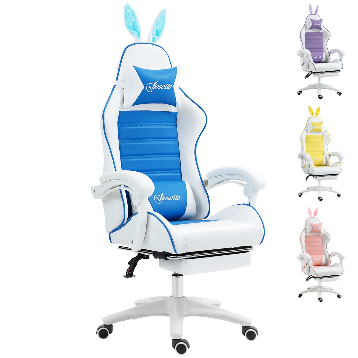 Vinsetto Racing Chair 44-52cm Footrest Rabbit Ears by AIYAPLAY