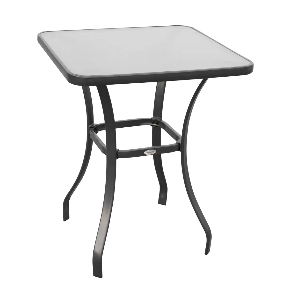 Outsunny Square Glass Bistro Table Bar Dining Kitchen Breakfast Party Table 68.5x84 cm - Garden Table