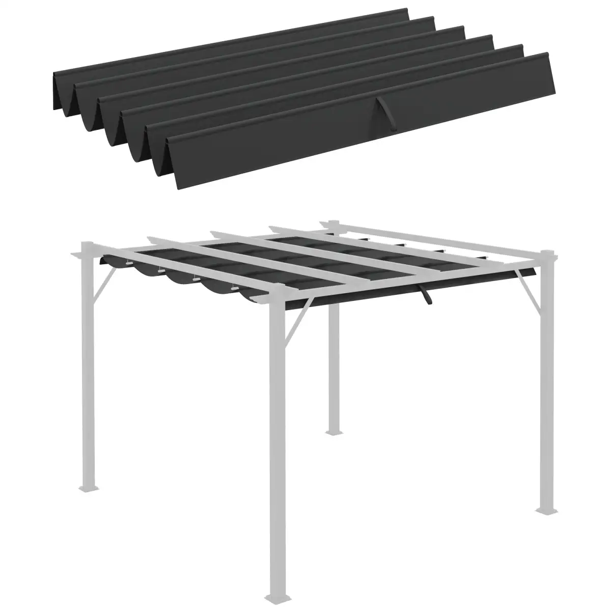 Outsunny Pergola Shade Cover for 3 x 3m Pergola, Replacement Canopy Fabric Only, Grey - Gazebos