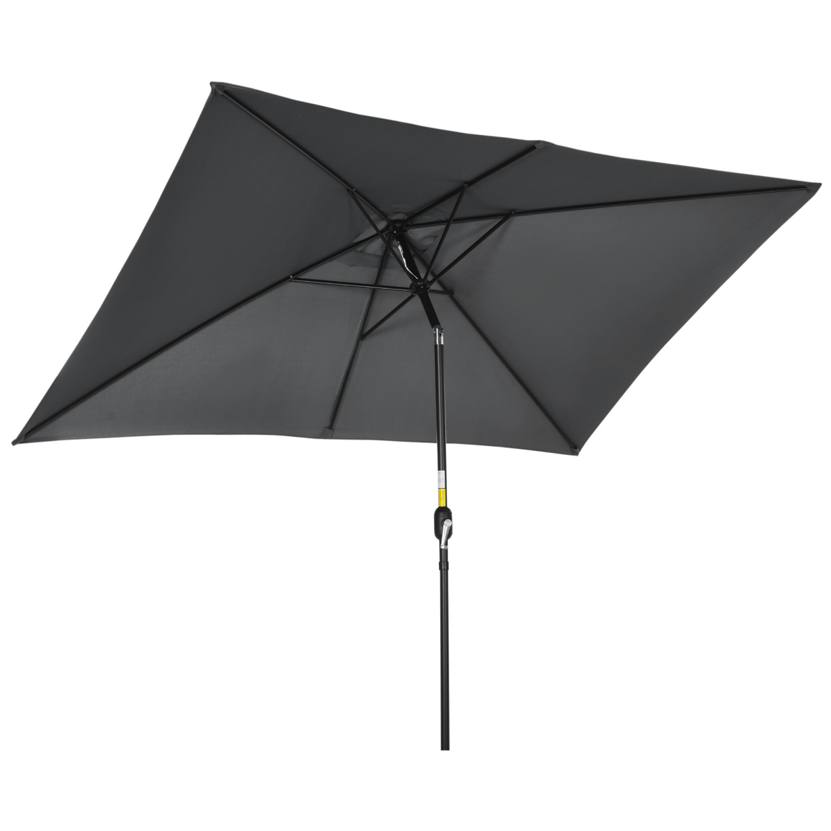 Outsunny Outsunny 3x2m Patio Parasol Canopy Tilt Crank 6 Ribs Sun Shade Garden Black - Parasol