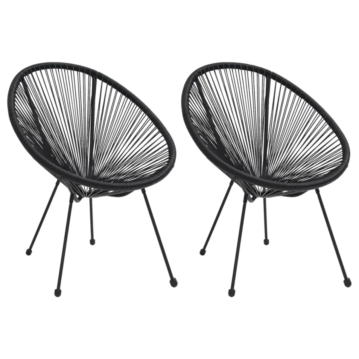 vidaXL vidaXL Garden Moon Chairs 2 pcs Rattan Black - Garden Chairs