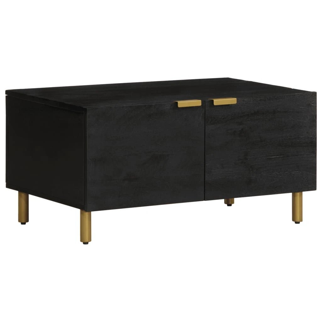 vidaXL VidaXL Coffee Table 80x50x40 cm Engineered Wood Black With Storage Doors Living Room - Coffee Table