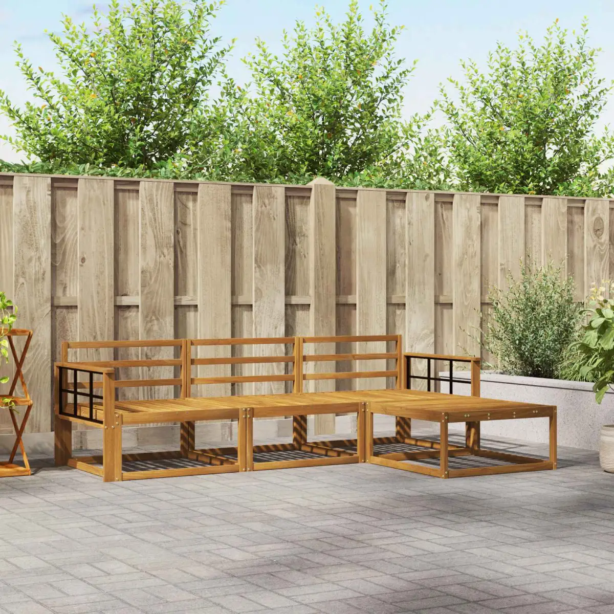 vidaXL vidaXL Outdoor Sofa Set 4 pcs Natural Solid Acacia Wood - Garden Sofa Sets