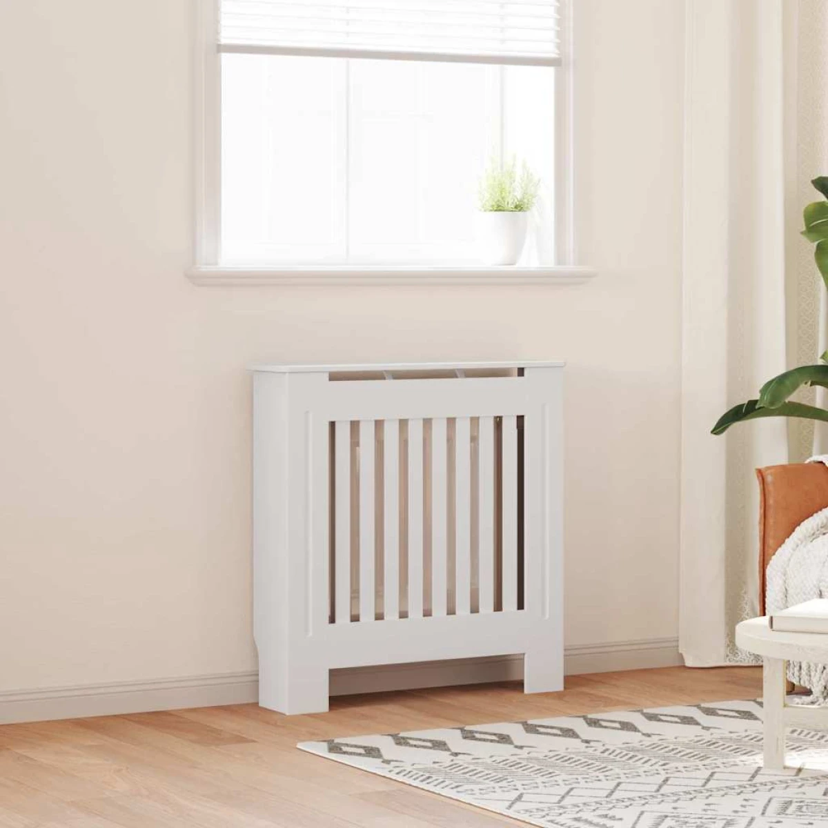 vidaXL vidaXL Radiator Cover 78 By 19 By 81.5 Cm Engineered Wood White Finish For Living Room Decor - Radiator