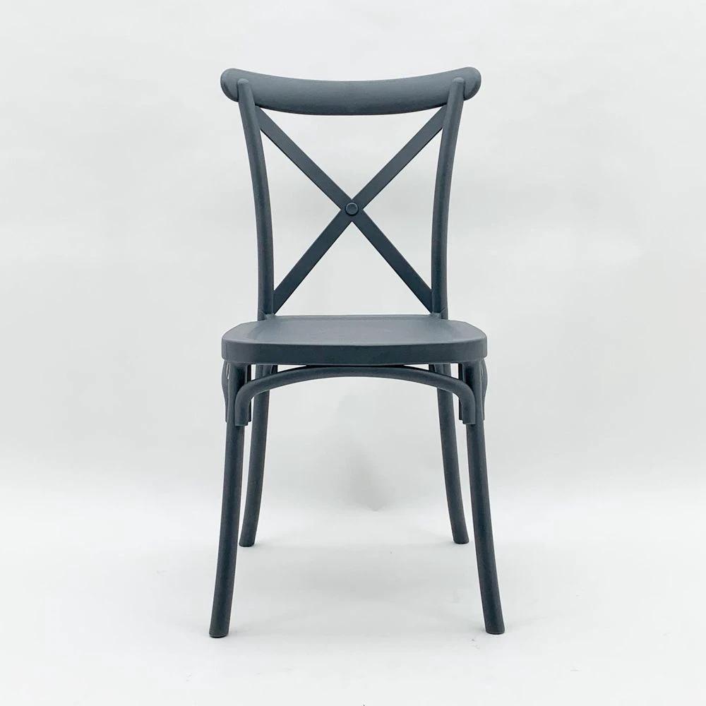 Grey Plastic French Cross Back Chair by MSL