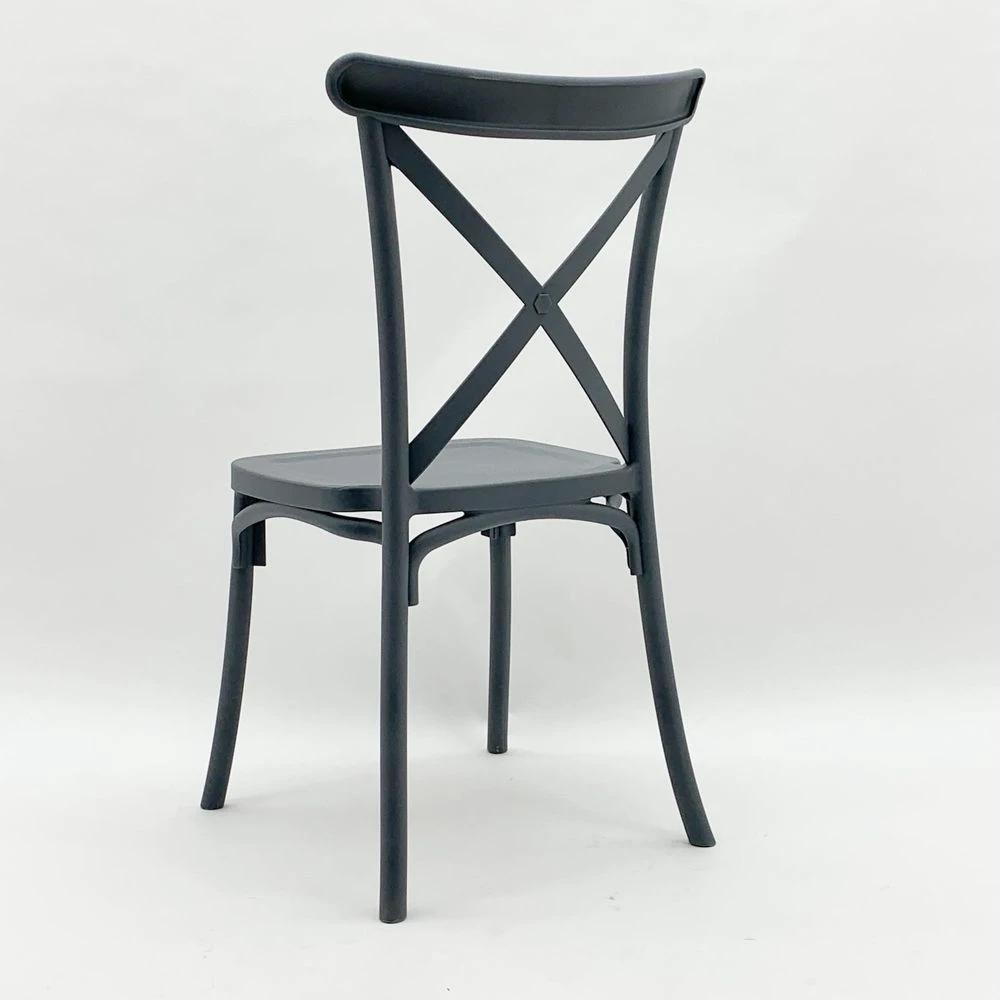 Grey Plastic French Cross Back Chair by MSL
