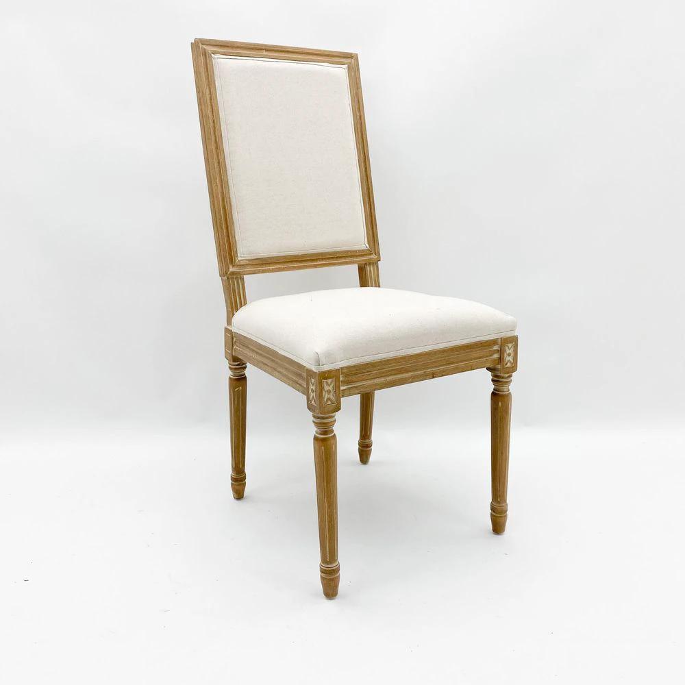 MSL 96CM GREY LINEN FABRIC LOUIS CHAIR - Uncategorized Fabric Dining Chairs