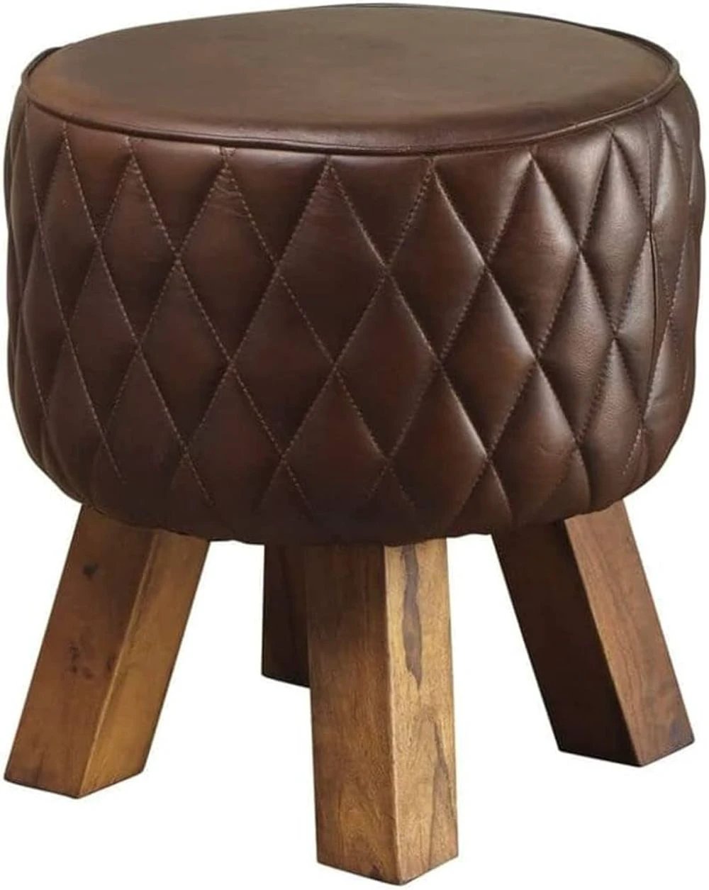 38cm Leather Footstool by MSL