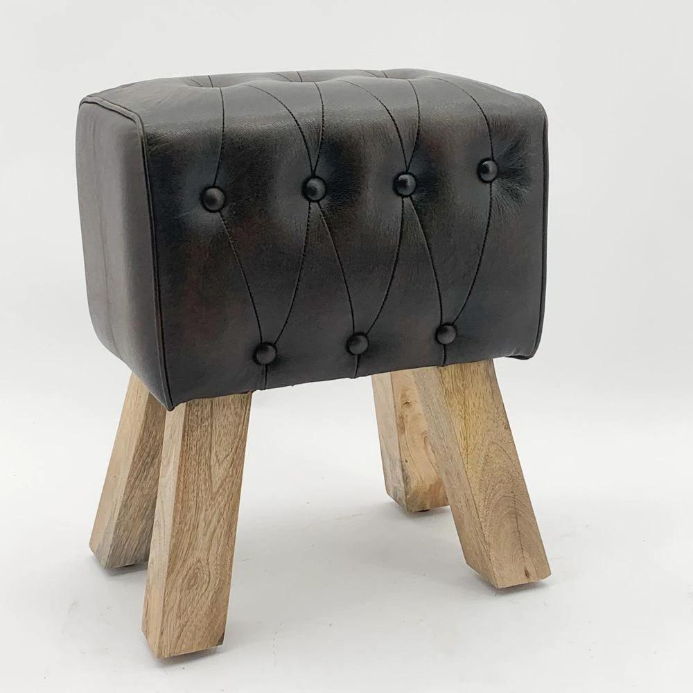 50cm Leather Footstool by MSL