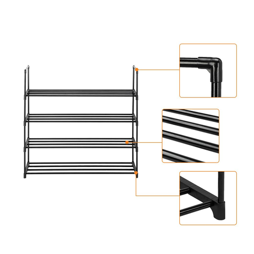 N/A 4 Tiers Shoe Rack Shoe Tower Shelf Storage Organizer For Bedroom, Entryway, Hallway, and Closet Black Color - Shoe Storage
