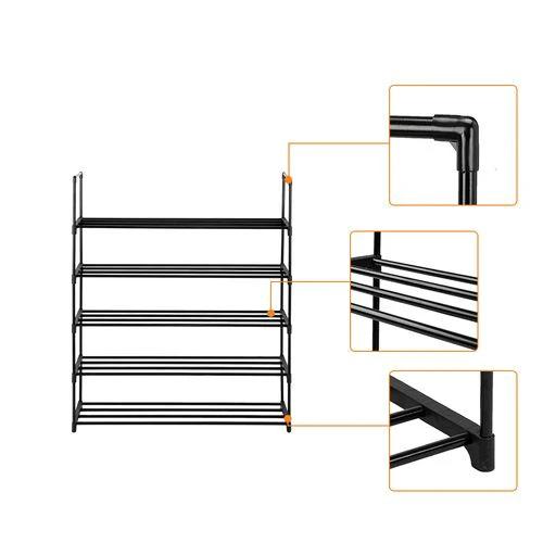 5 Tiers Shoe Rack Shoe Tower Shelf Storage Organizer For Bedroom, Entryway, Hallway, and Closet Black Color by N/A