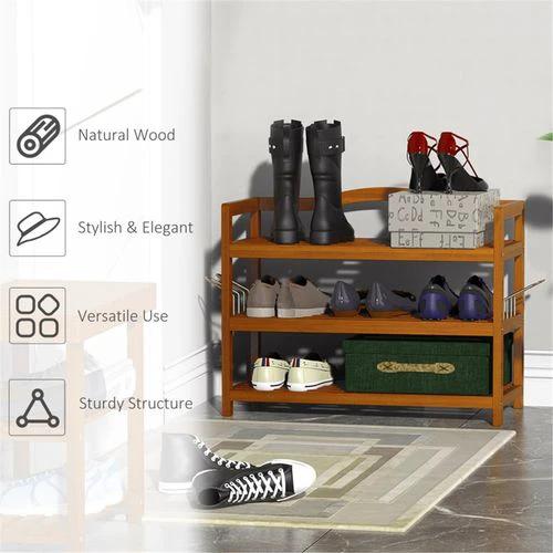 N/A Shoe Rack Acacia Wood Teak 74L x 26W x 62H cm 12 Shoe Pairs - Shoe Storage