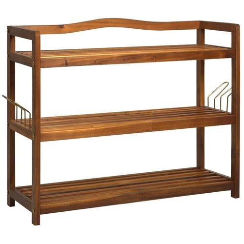 Shoe Rack Acacia Wood Teak 74L x 26W x 62H cm 12 Shoe Pairs by N/A