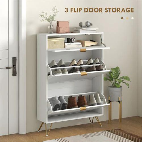 White Shoe Storage Cabinet 12 Shoe Pairs by N/A