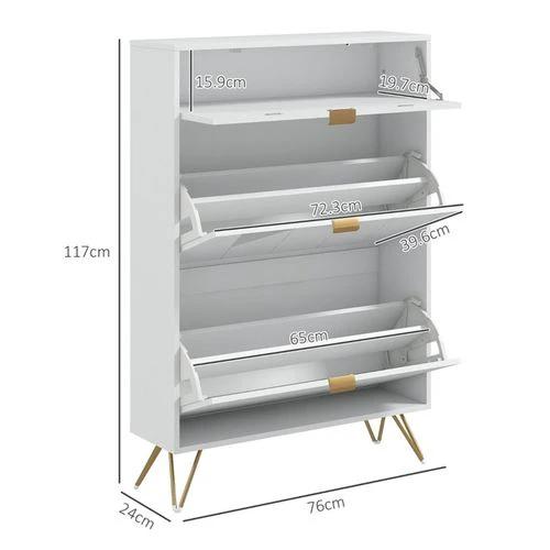 White Shoe Storage Cabinet 12 Shoe Pairs by N/A