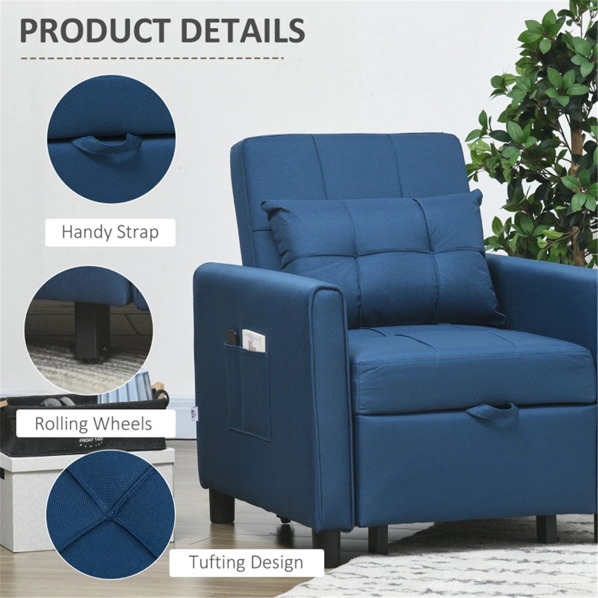 N/A Sofa Chair /Single sofa bed Blue - Sofa Bed