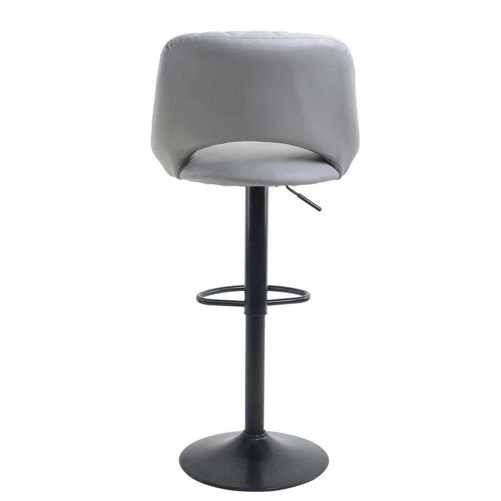 Neo Set Of Two Grey Leg Faux Leather Barstool with Matt Black Leg by Neo