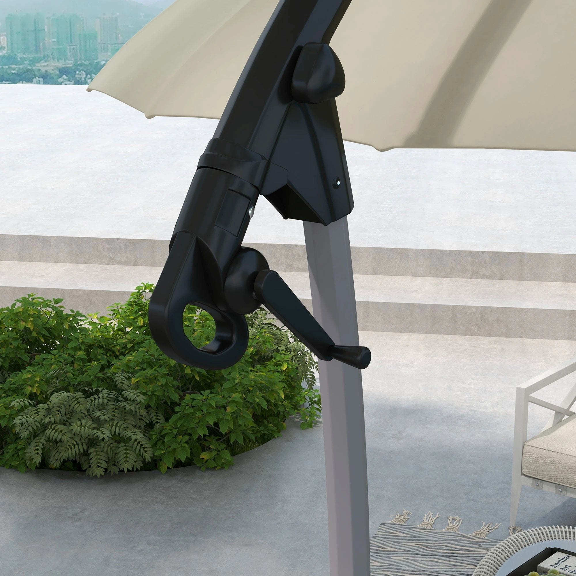 Outsunny Outsunny 2.7m Cantilever Parasol with Cross Base, Crank Handle, 16 Ribs, Beige - Parasol