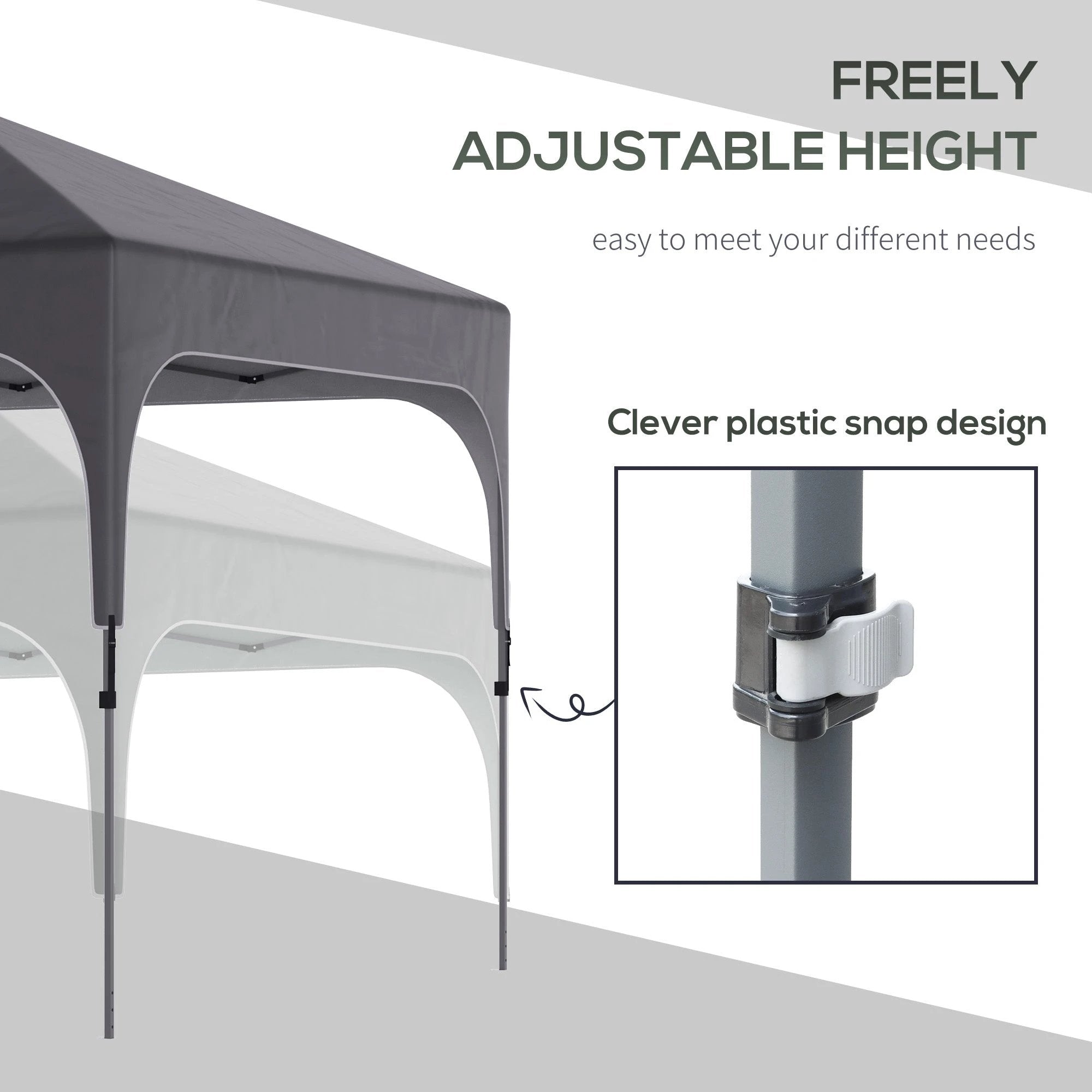 Outsunny 3x3M Pop Up Gazebo, Foldable Canopy Tent & Carry Bag with Wheels & 4 Legs - Gazebos