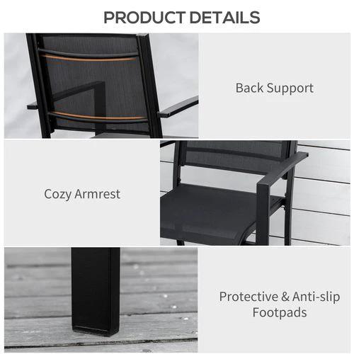 Outsunny Outsunny 2 PCs Patio Dining Chair Outdoor Mesh Seat Bistro Chair Black - Bistro Sets