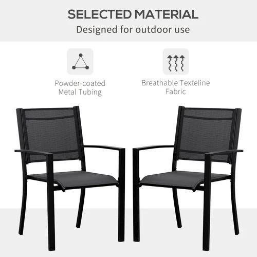 Outsunny Outsunny 2 PCs Patio Dining Chair Outdoor Mesh Seat Bistro Chair Black - Bistro Sets