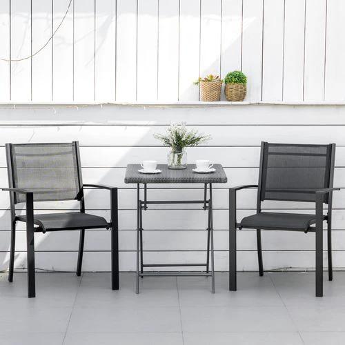 Outsunny Outsunny 2 PCs Patio Dining Chair Outdoor Mesh Seat Bistro Chair Black - Bistro Sets