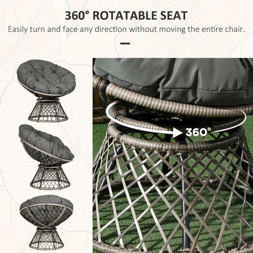 Outsunny Outsunny 3 Pieces Outdoor Rattan Bistro Set with 360° Swivel Chair and Cushions - Bistro Sets
